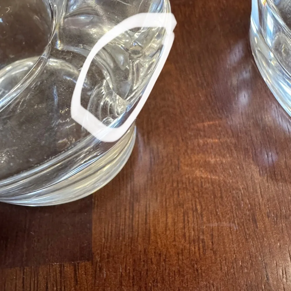 Crate & Barrel Heart-Shaped Glass Candle Holders with Red Candles